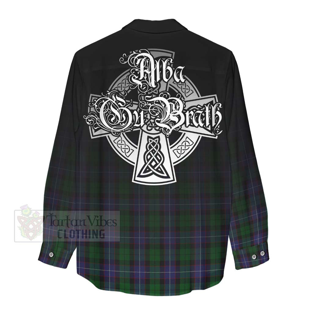 Tartan Vibes Clothing Galbraith Tartan Women's Casual Shirt Featuring Alba Gu Brath Family Crest Celtic Inspired