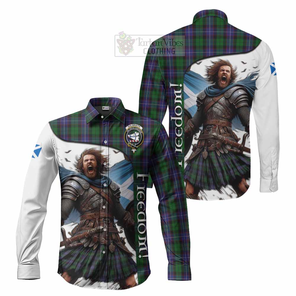 Tartan Vibes Clothing Galbraith Crest Tartan Long Sleeve Button Shirt Inspired by the Freedom of Scottish Warrior