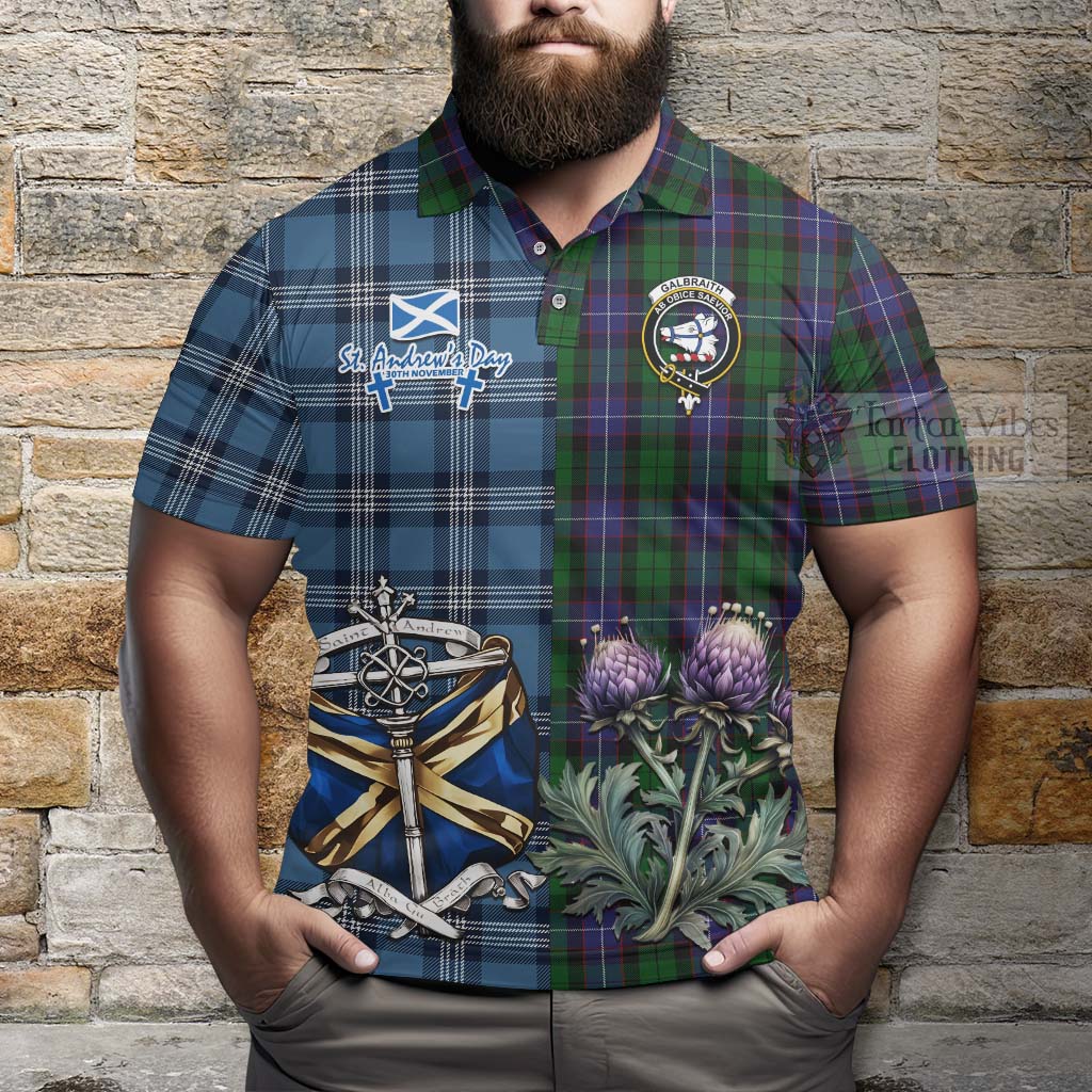 Tartan Vibes Clothing Galbraith Tartan Polo Shirt Happy St. Andrew's Day Half Tartan Style