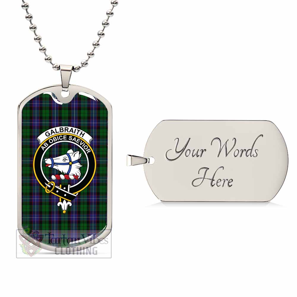 Tartan Vibes Clothing Galbraith Tartan Dog Tag Necklace with Family Crest