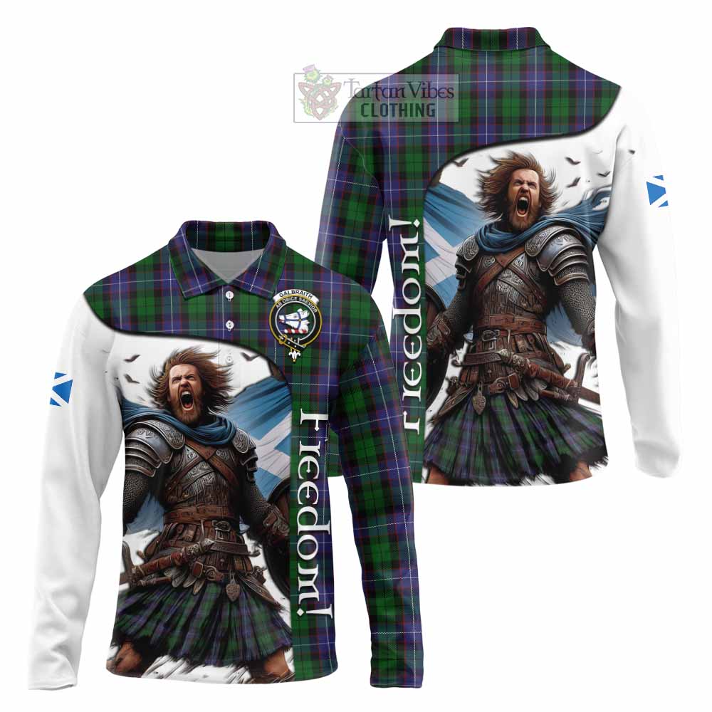 Tartan Vibes Clothing Galbraith Crest Tartan Long Sleeve Polo Shirt Inspired by the Freedom of Scottish Warrior