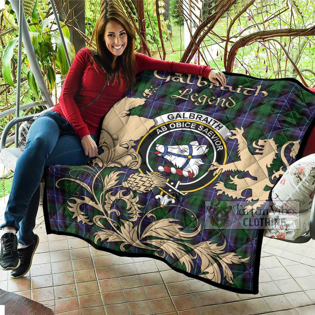 Tartan Vibes Clothing Galbraith Tartan Quilt with Family Crest and Scottish Symbol Style