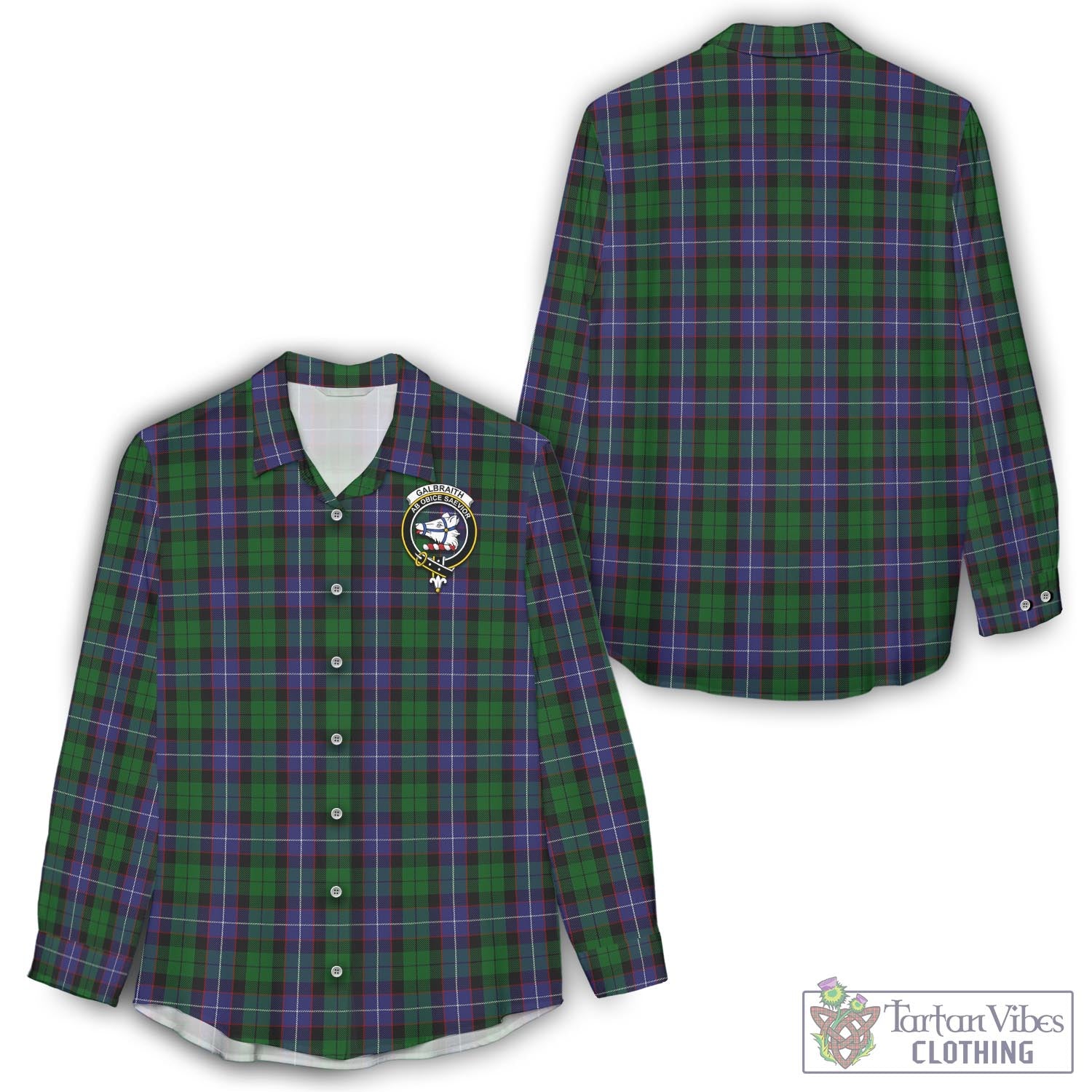 Tartan Vibes Clothing Galbraith Tartan Womens Casual Shirt with Family Crest