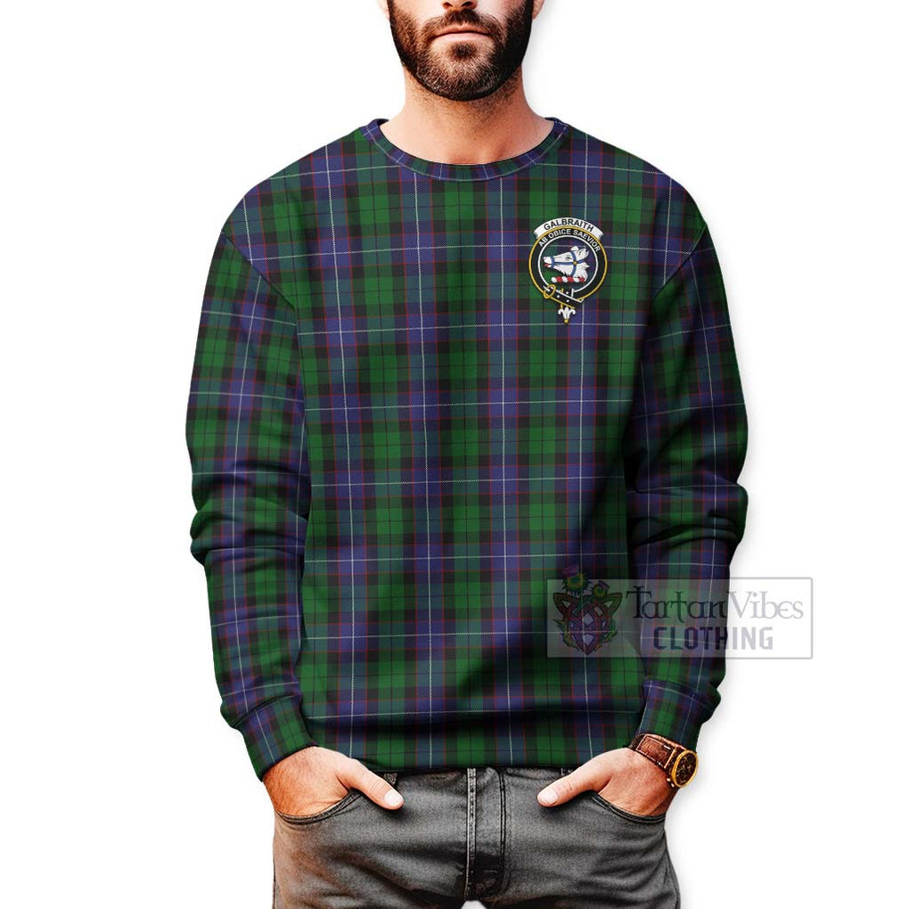 Tartan Vibes Clothing Galbraith Tartan Sweatshirt with Family Crest Celtic Skull Style