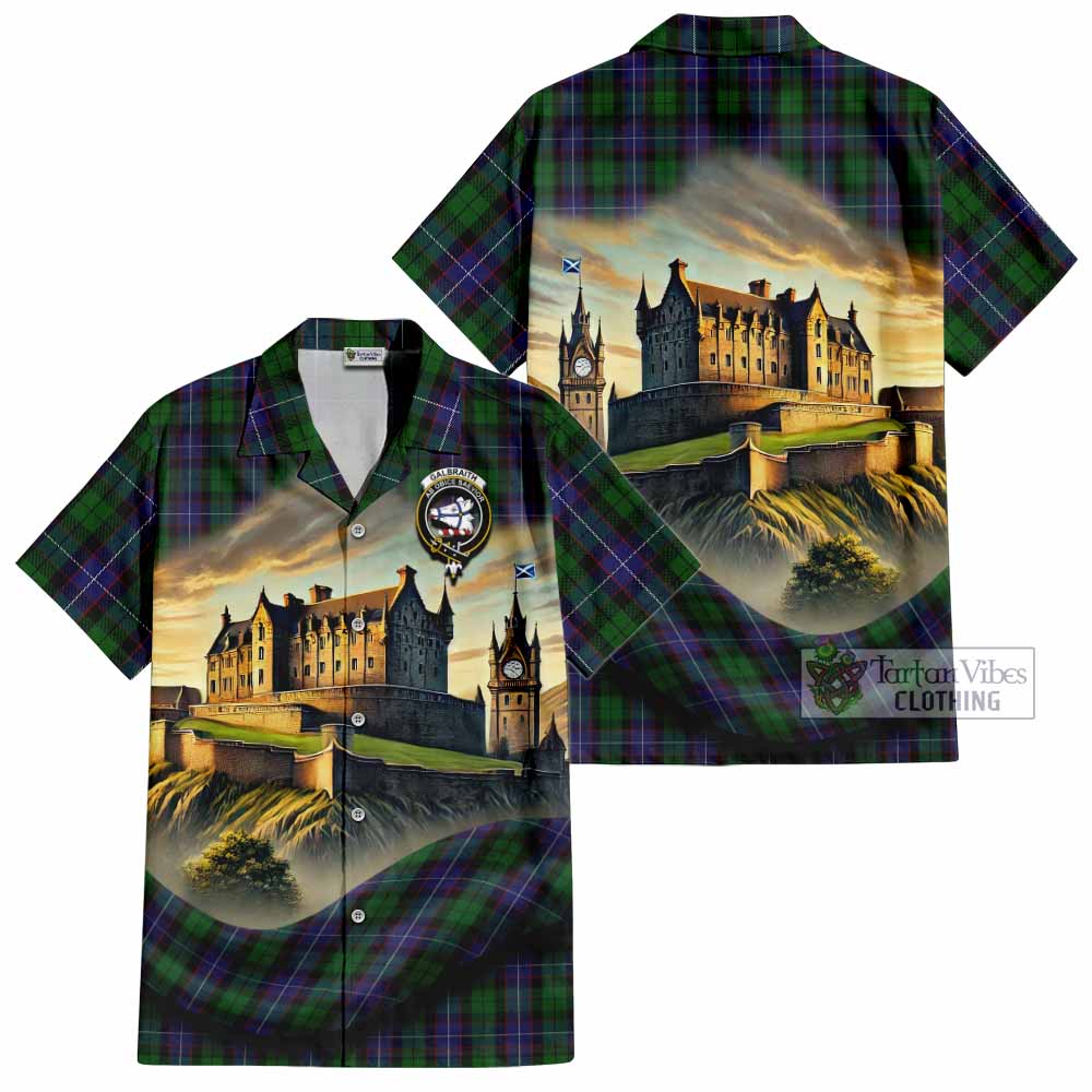 Galbraith Tartan Family Crest Hawaiian Shirt with Scottish Ancient Castle Style - Tartan Vibes Clothing