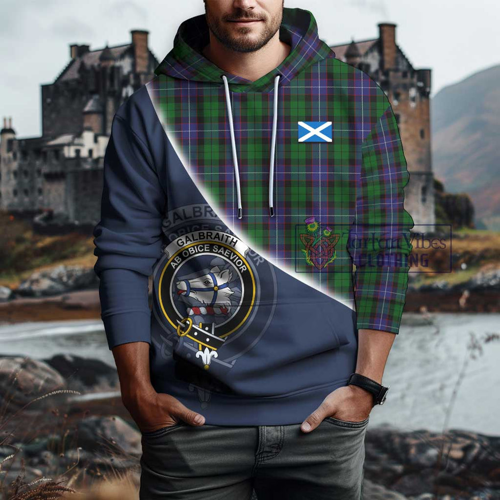 Galbraith Tartan Hoodie with Personalised National Flag and Family Crest Half Style - Tartanvibesclothing Shop