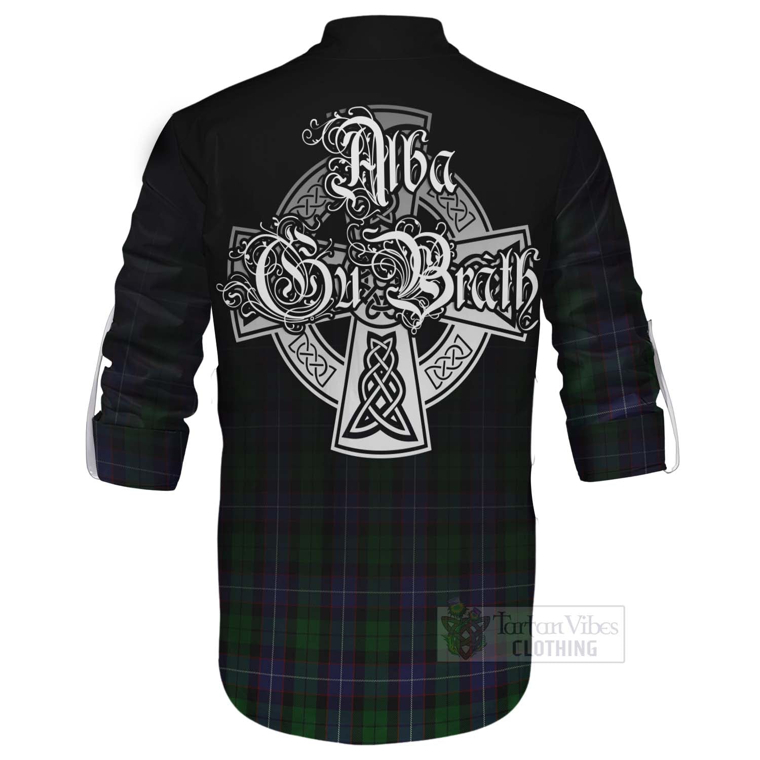 Tartan Vibes Clothing Galbraith Tartan Ghillie Kilt Shirt Featuring Alba Gu Brath Family Crest Celtic Inspired