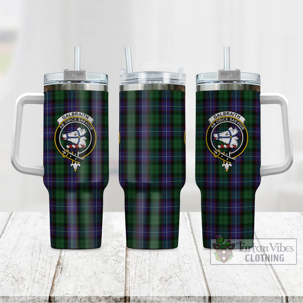 Tartan Vibes Clothing Galbraith Tartan and Family Crest Tumbler with Handle