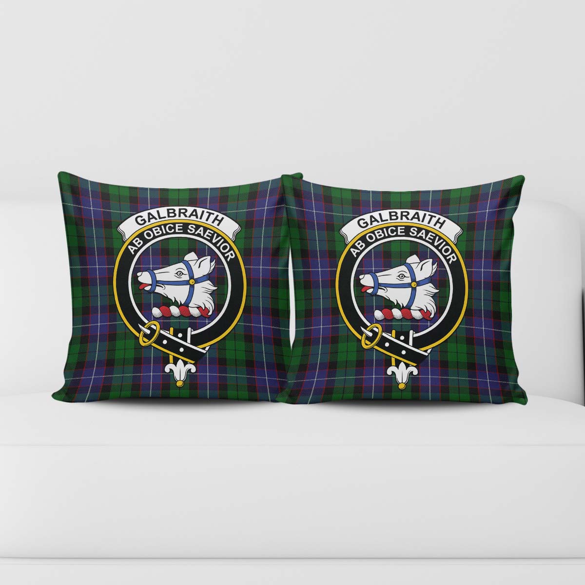 Galbraith Tartan Pillow Cover with Family Crest - Tartanvibesclothing