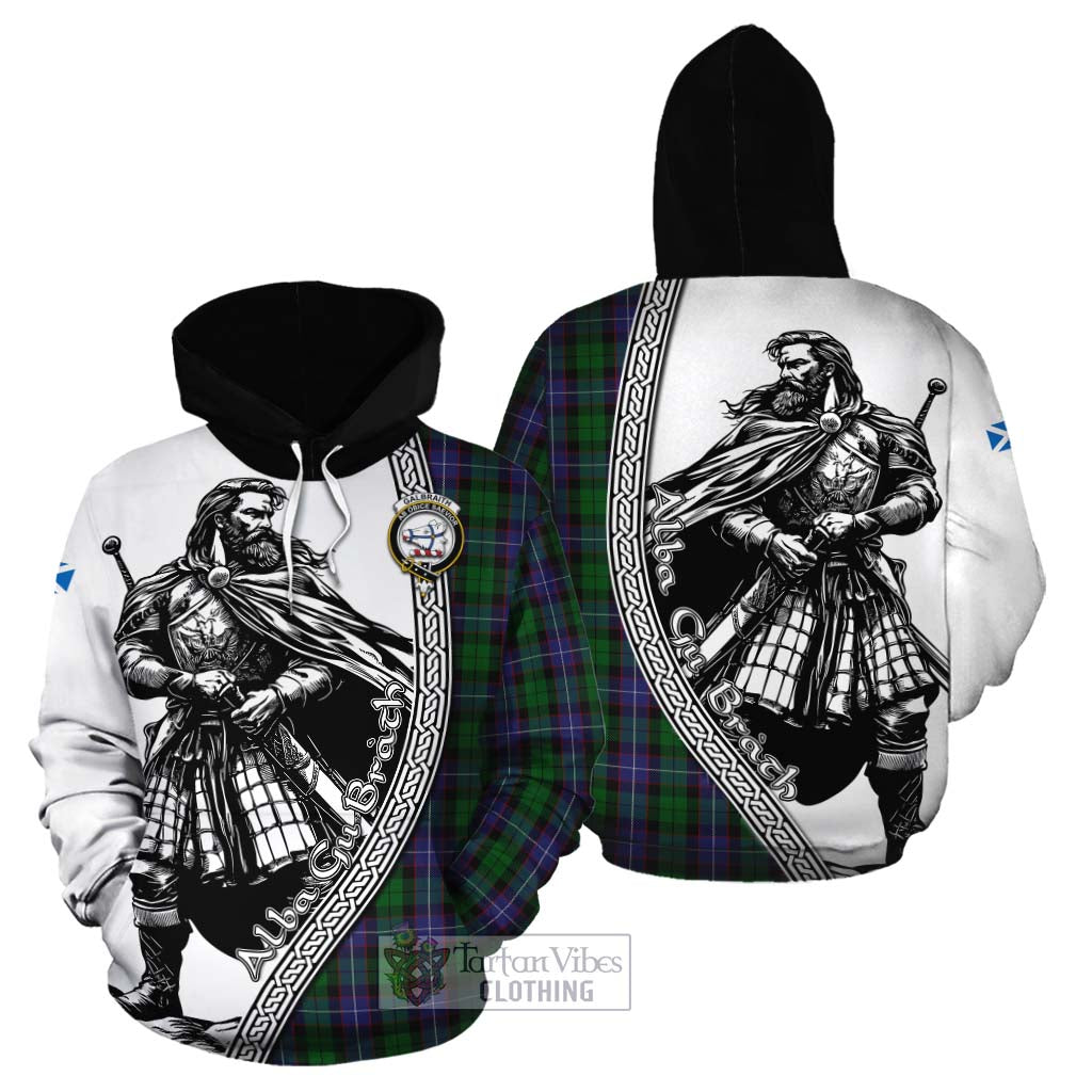 Galbraith Tartan Clan Crest Cotton Hoodie with Highlander Warrior Celtic Style Zip Hoodie - Tartan Vibes Clothing
