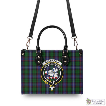 Galbraith Tartan Luxury Leather Handbags with Family Crest - Tartan Vibes Clothing