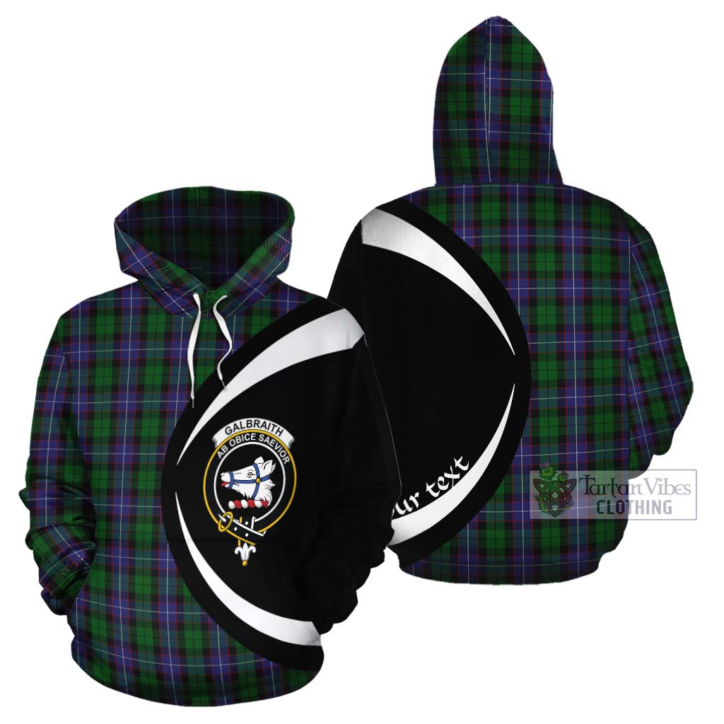 Tartan Vibes Clothing Galbraith Tartan Cotton Hoodie with Family Crest Circle Style