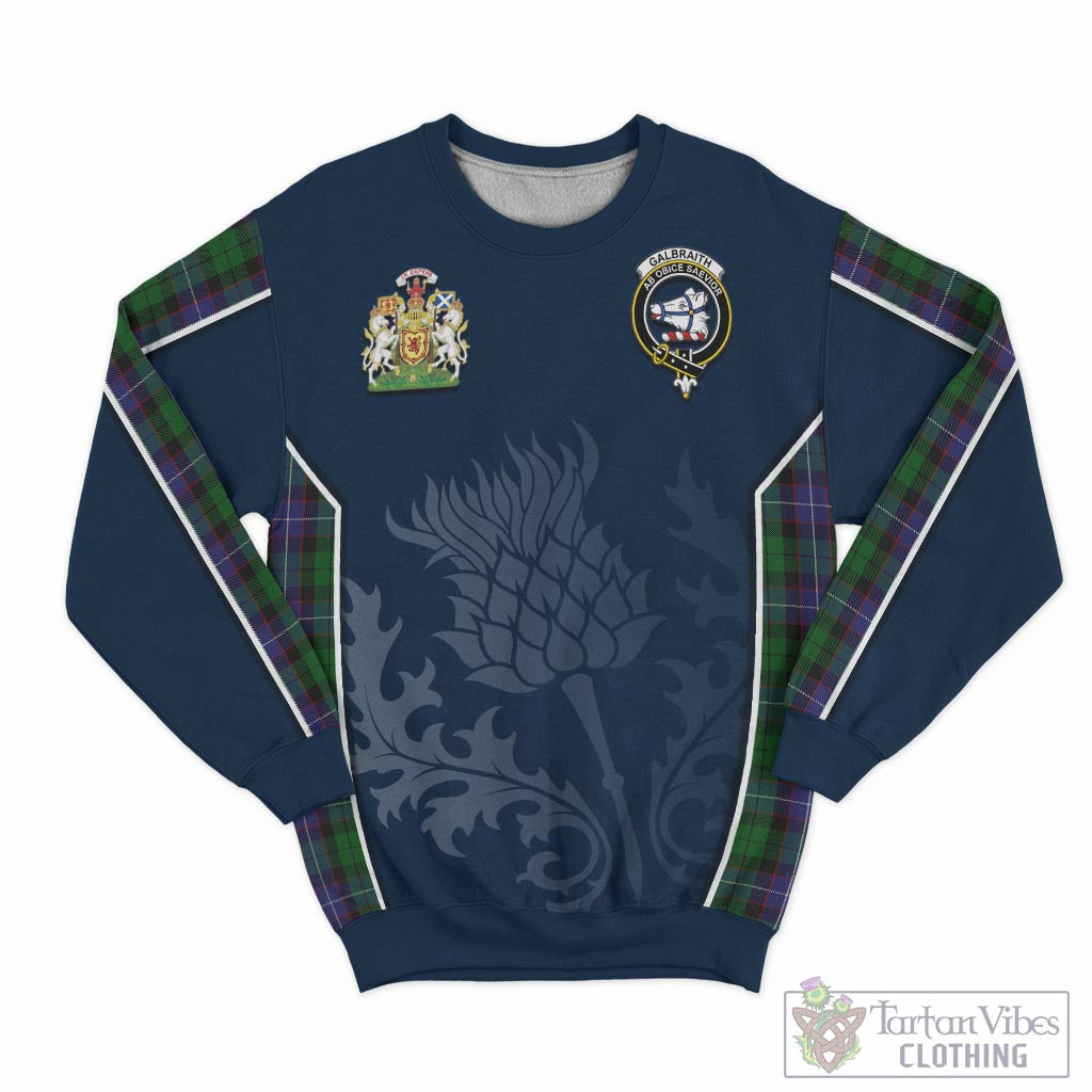 Tartan Vibes Clothing Galbraith Tartan Sweatshirt with Family Crest and Scottish Thistle Vibes Sport Style