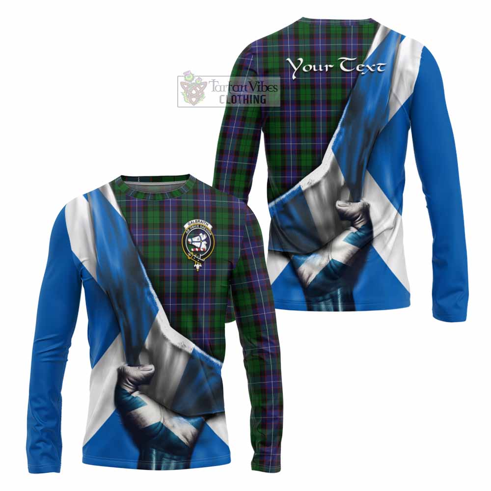 Tartan Vibes Clothing Galbraith Tartan Long Sleeve T-Shirt with Family Crest Scotland Patriotic Style