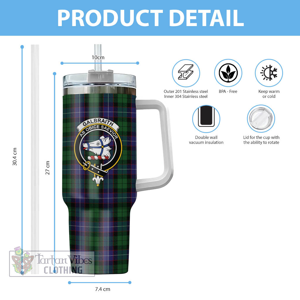 Tartan Vibes Clothing Galbraith Tartan and Family Crest Tumbler with Handle