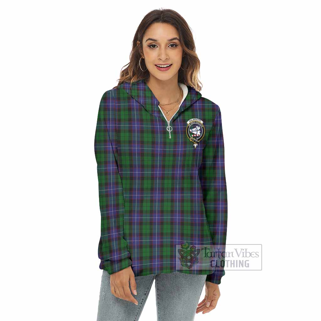 Tartan Vibes Clothing Galbraith Tartan Crest Women's Borg  Half Zip Fleece Hoodie