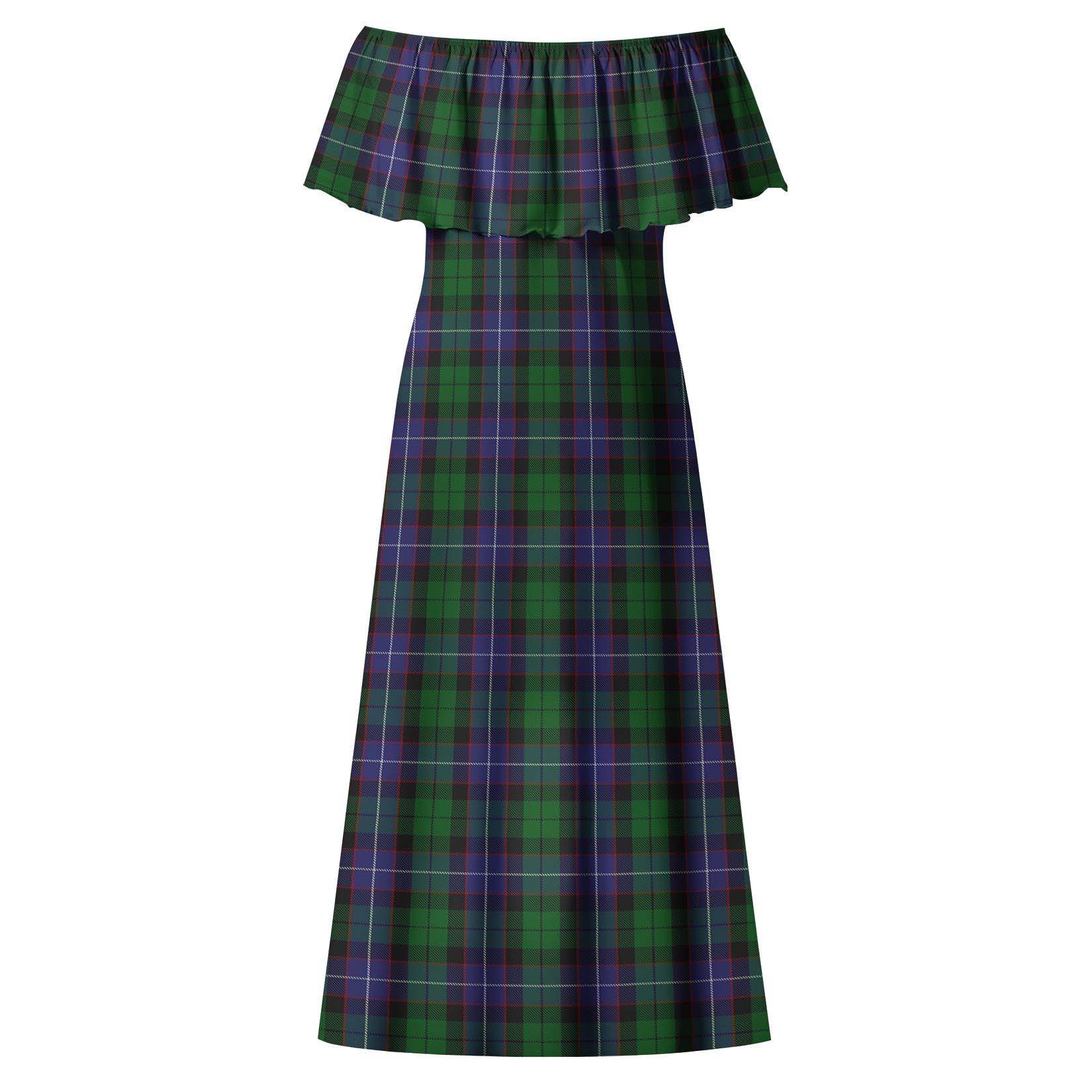 Galbraith Tartan Off Shoulder Long Dress - Tartanvibesclothing