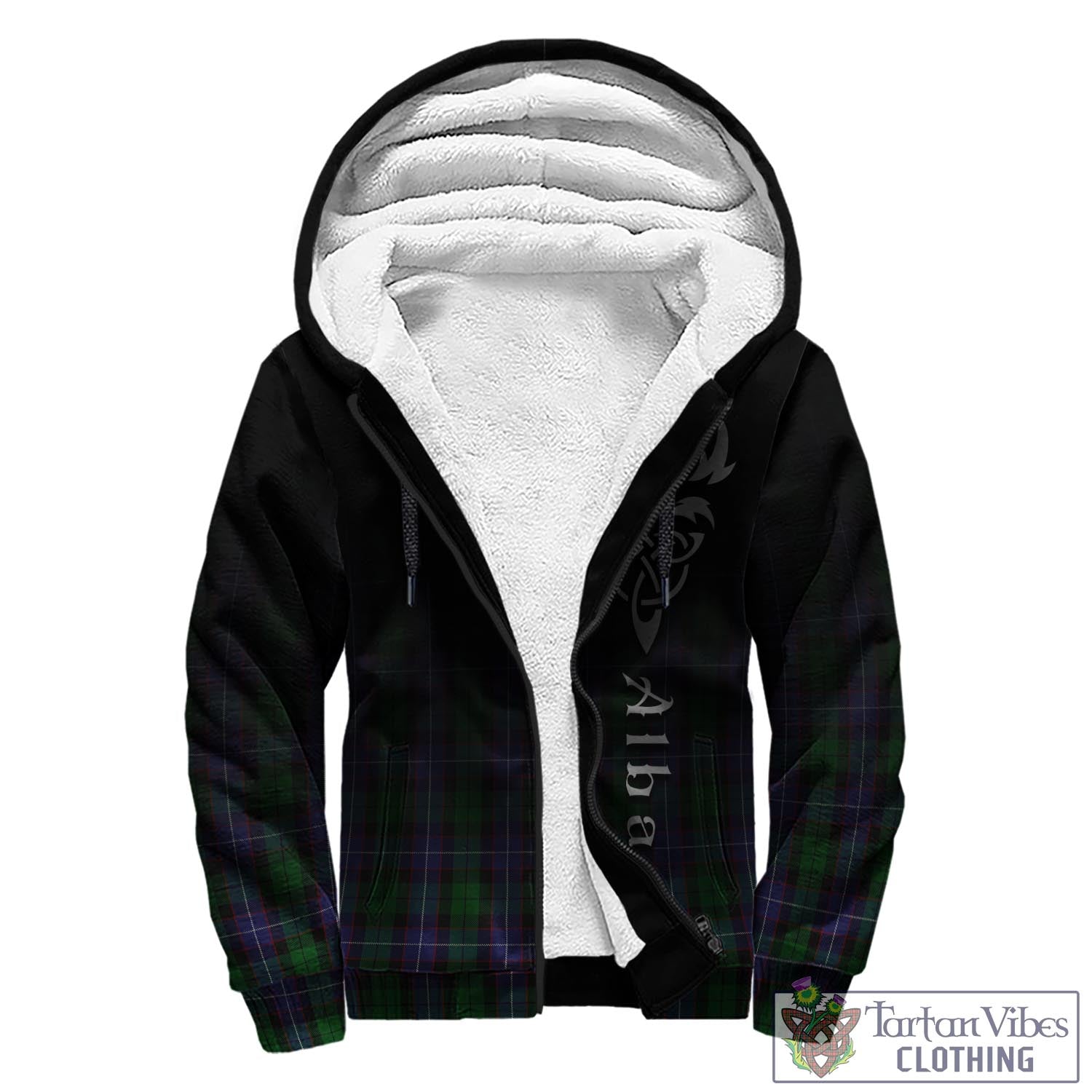 Tartan Vibes Clothing Galbraith Tartan Sherpa Hoodie Featuring Alba Gu Brath Family Crest Celtic Inspired