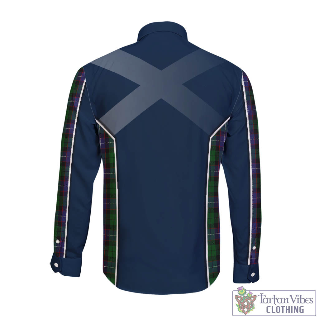 Tartan Vibes Clothing Galbraith Tartan Long Sleeve Button Up Shirt with Family Crest and Scottish Thistle Vibes Sport Style