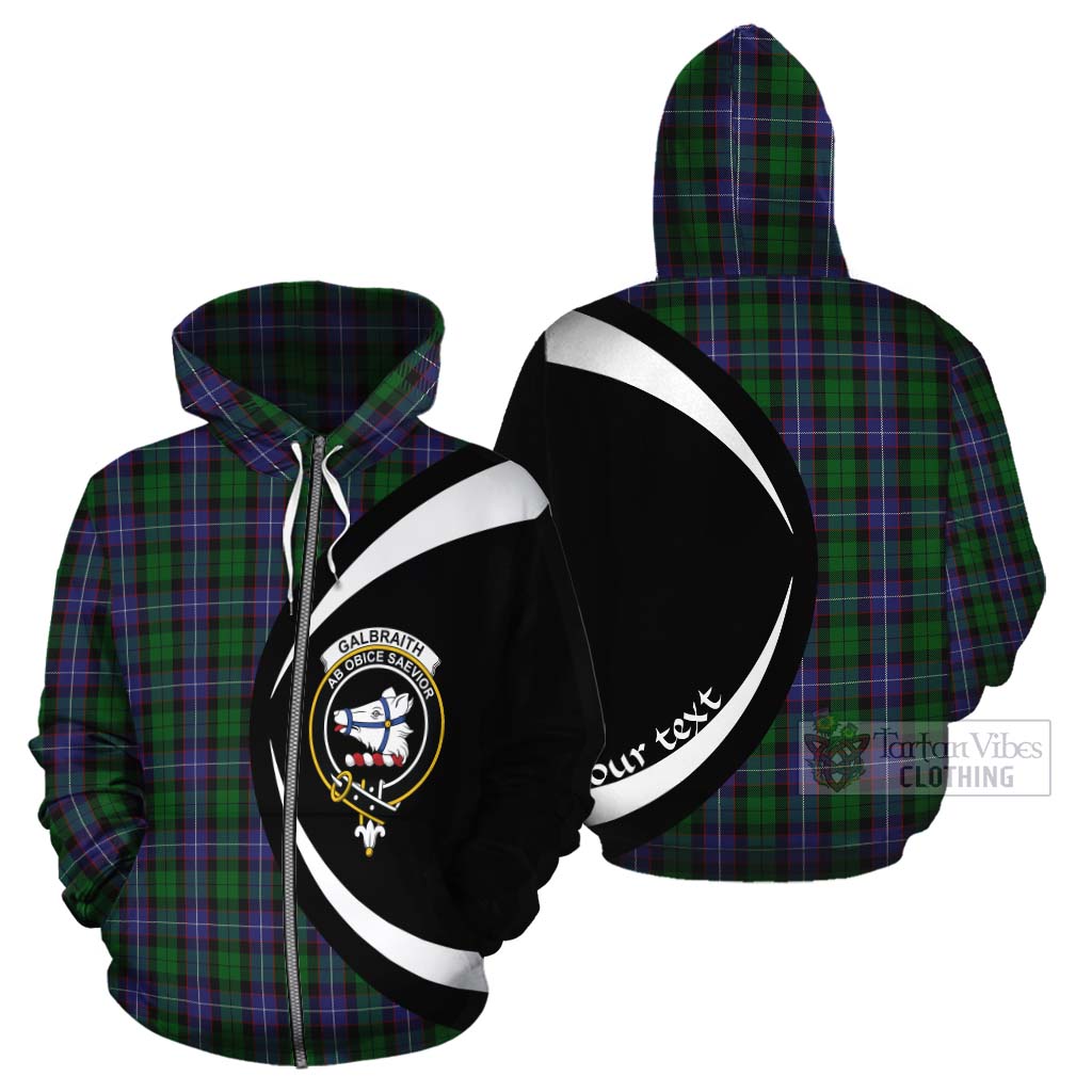 Tartan Vibes Clothing Galbraith Tartan Cotton Hoodie with Family Crest Circle Style