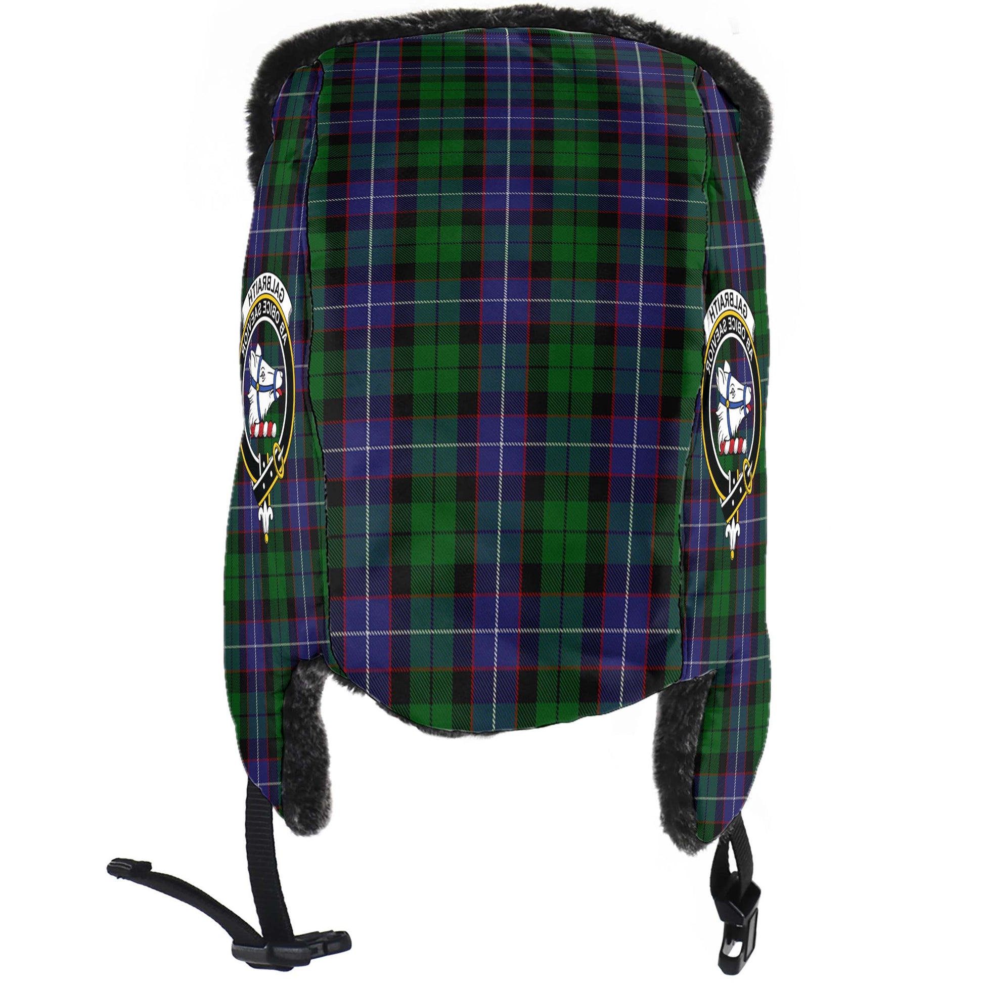 Galbraith Tartan Winter Trapper Hat with Family Crest - Tartanvibesclothing