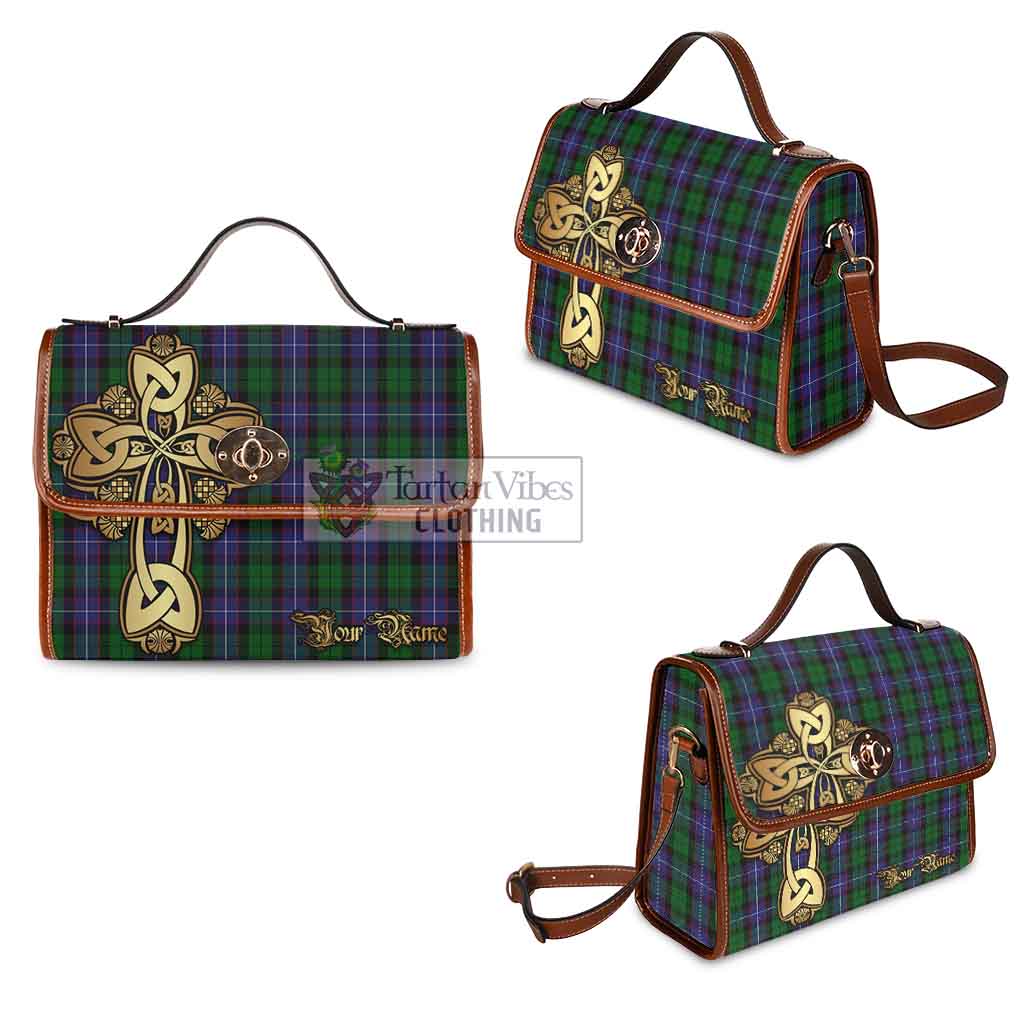 Tartan Vibes Clothing Galbraith Tartan Waterproof Canvas Bag Golden Thistle Celtic Cross Style