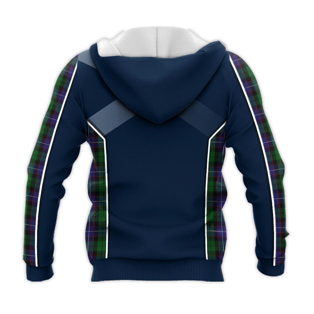 Tartan Vibes Clothing Galbraith Tartan Knitted Hoodie with Family Crest and Scottish Thistle Vibes Sport Style