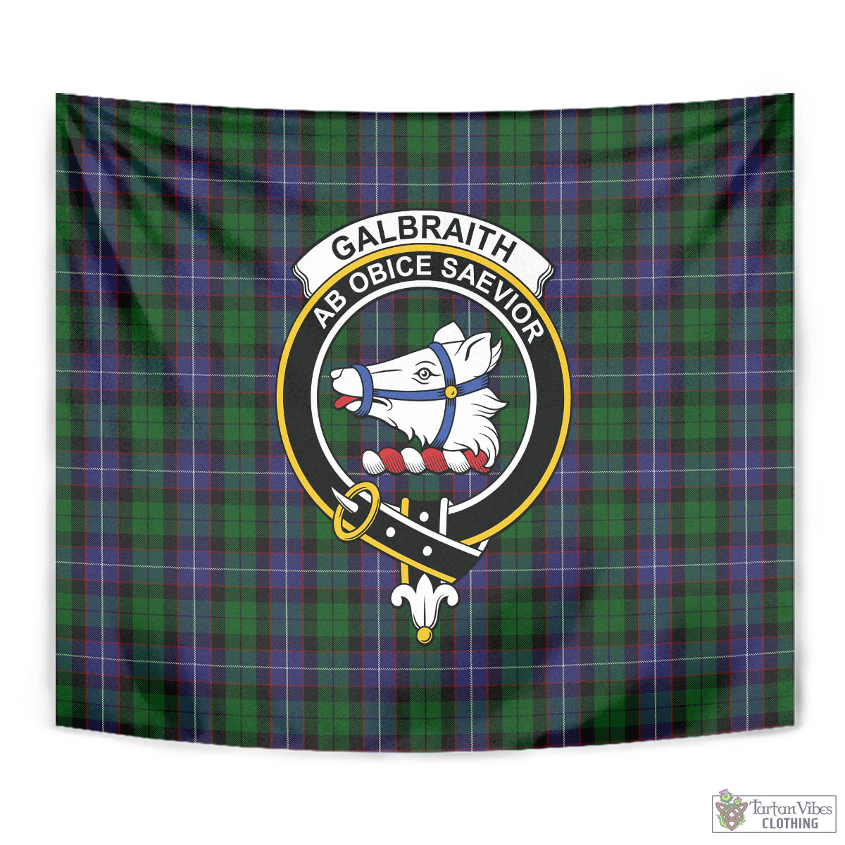 Tartan Vibes Clothing Galbraith Tartan Tapestry Wall Hanging and Home Decor for Room with Family Crest