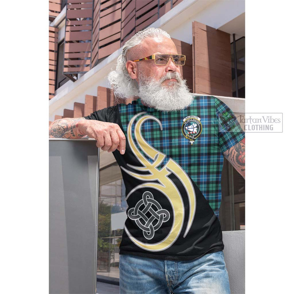 Tartan Vibes Clothing Galbraith Ancient Tartan Cotton T-shirt with Family Crest and Celtic Symbol Style