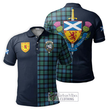 Galbraith Ancient Tartan Polo Shirt Alba with Scottish Lion Royal Arm Half Style