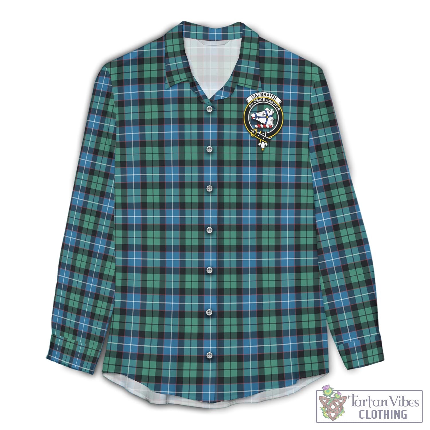 Tartan Vibes Clothing Galbraith Ancient Tartan Womens Casual Shirt with Family Crest