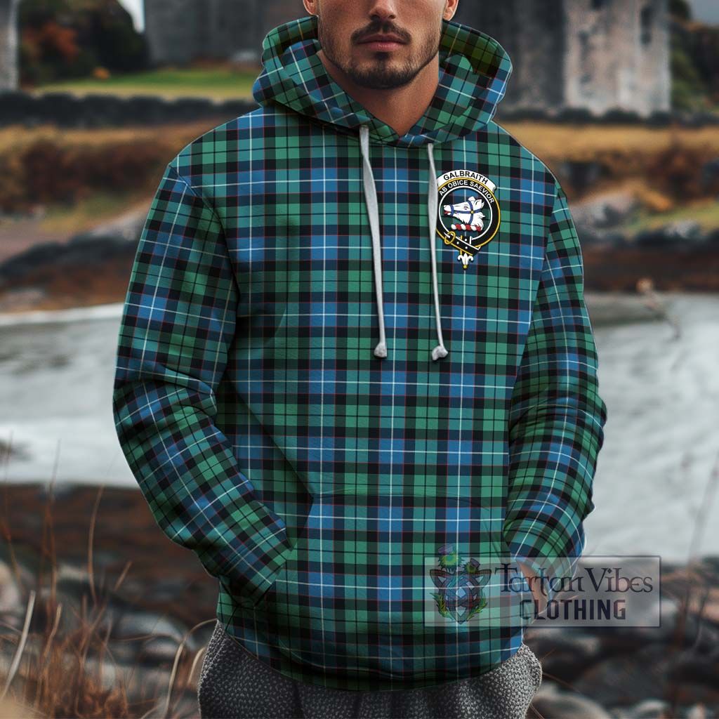 Tartan Vibes Clothing Galbraith Ancient Tartan Cotton Hoodie with Family Crest