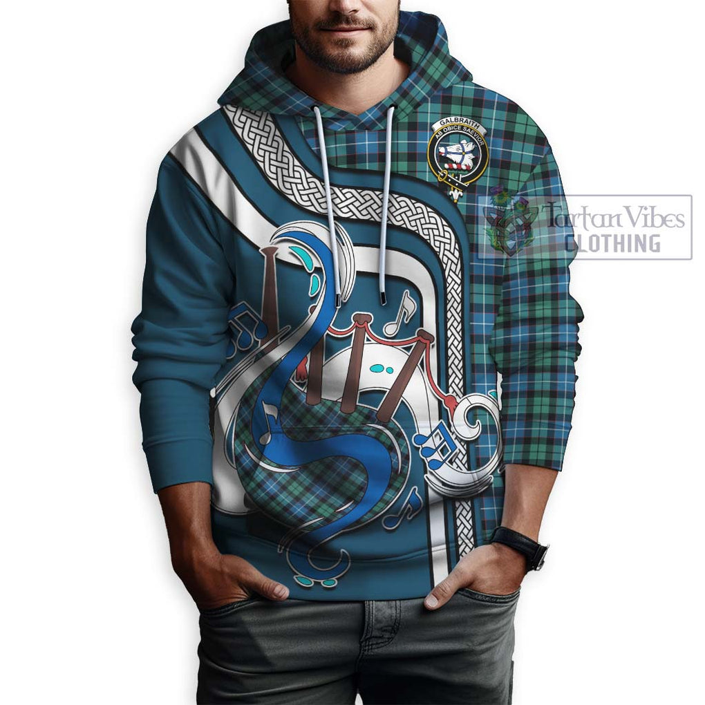 Galbraith Ancient Tartan Hoodie with Epic Bagpipe Style Zip Hoodie - Tartanvibesclothing Shop