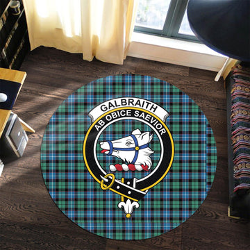 Galbraith Ancient Tartan Round Rug with Family Crest