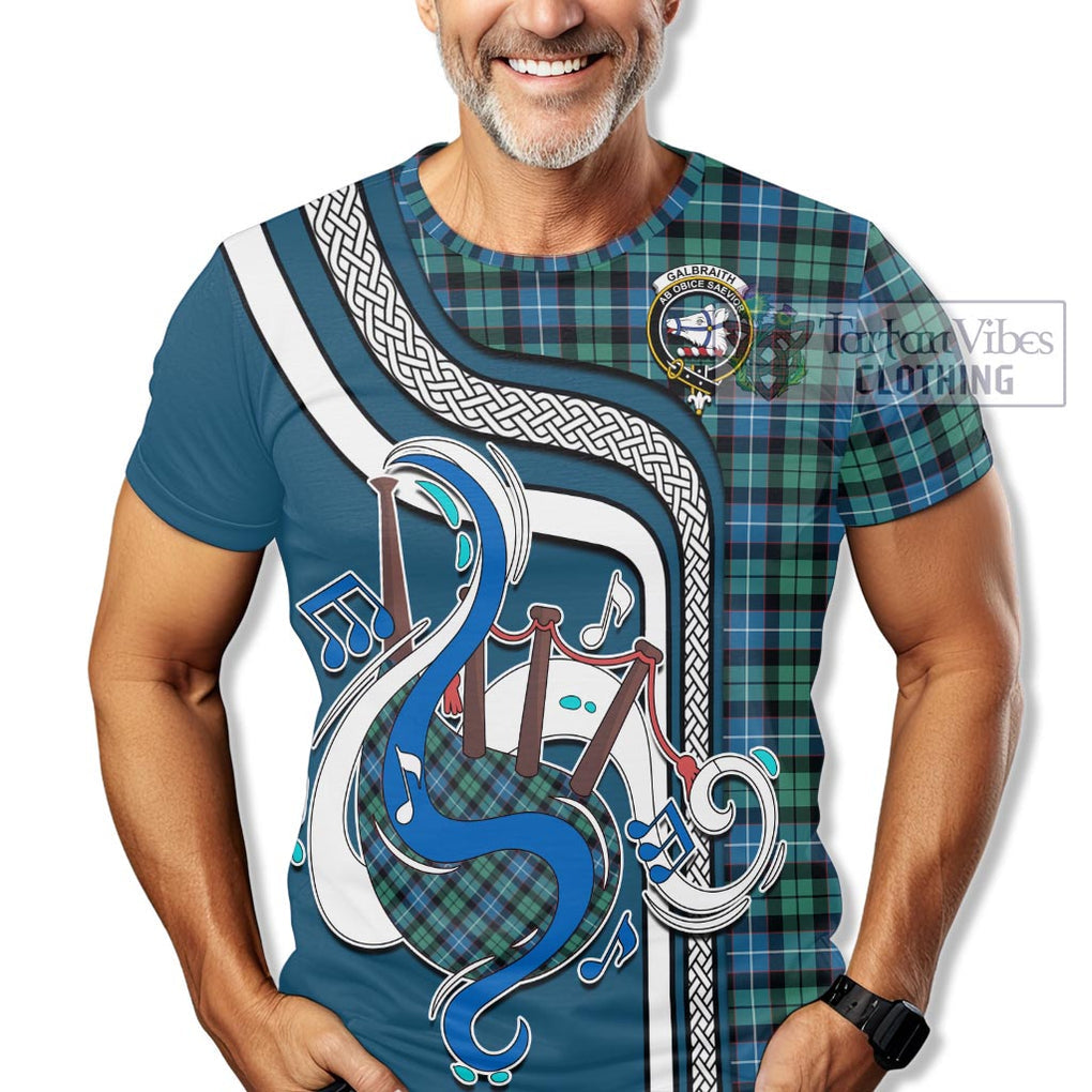 Galbraith Ancient Tartan T-Shirt with Epic Bagpipe Style Kid's Shirt - Tartanvibesclothing Shop