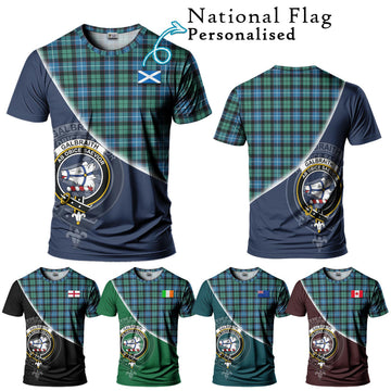 Galbraith Ancient Tartan T-Shirt with Personalised National Flag and Family Crest Half Style