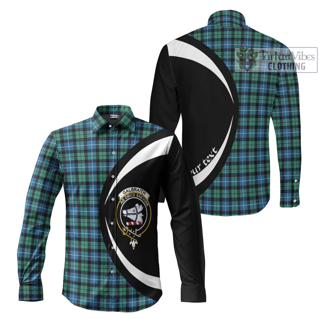 Galbraith Ancient Tartan Long Sleeve Button Up with Family Crest Circle Style Men's Shirt S - Tartan Vibes Clothing