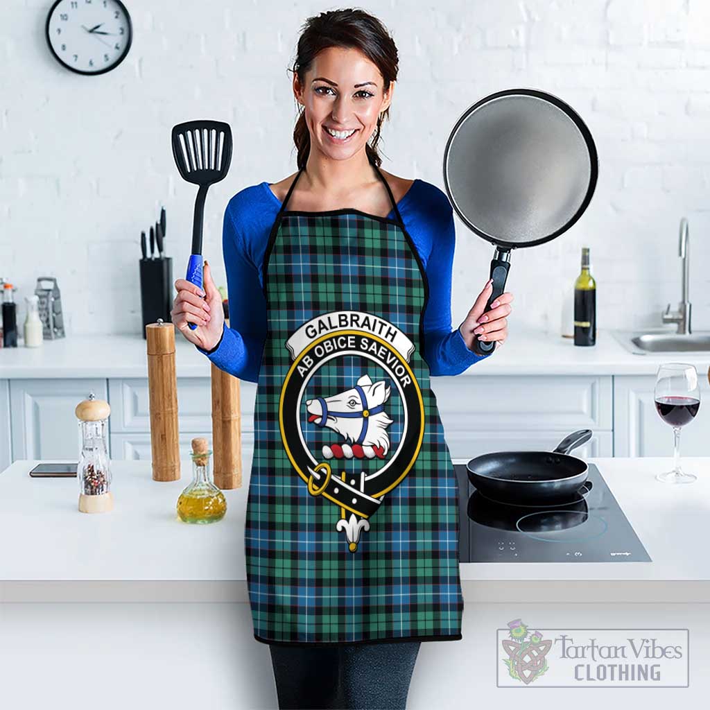 Galbraith Ancient Tartan Apron with Family Crest Black S 38x47 cm - Tartan Vibes Clothing