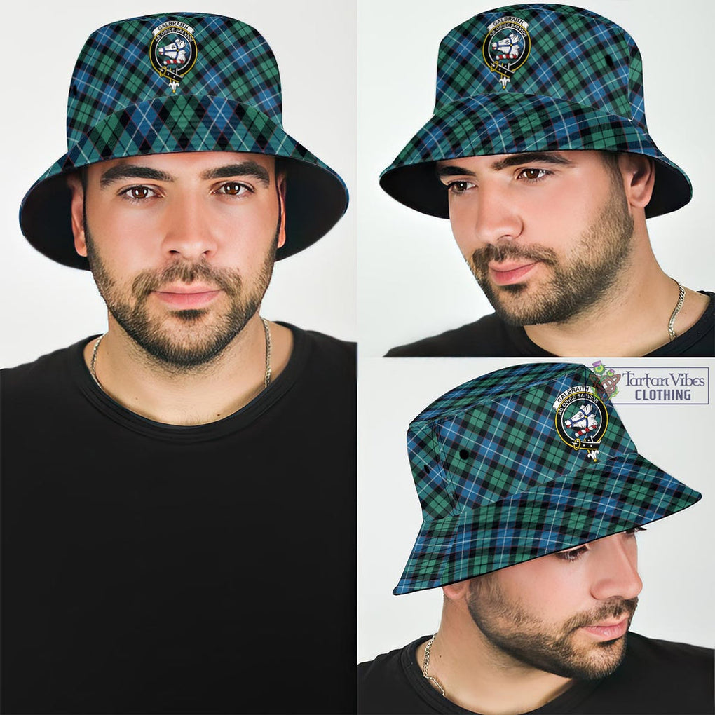 Tartan Vibes Clothing Galbraith Ancient Tartan Bucket Hat with Family Crest