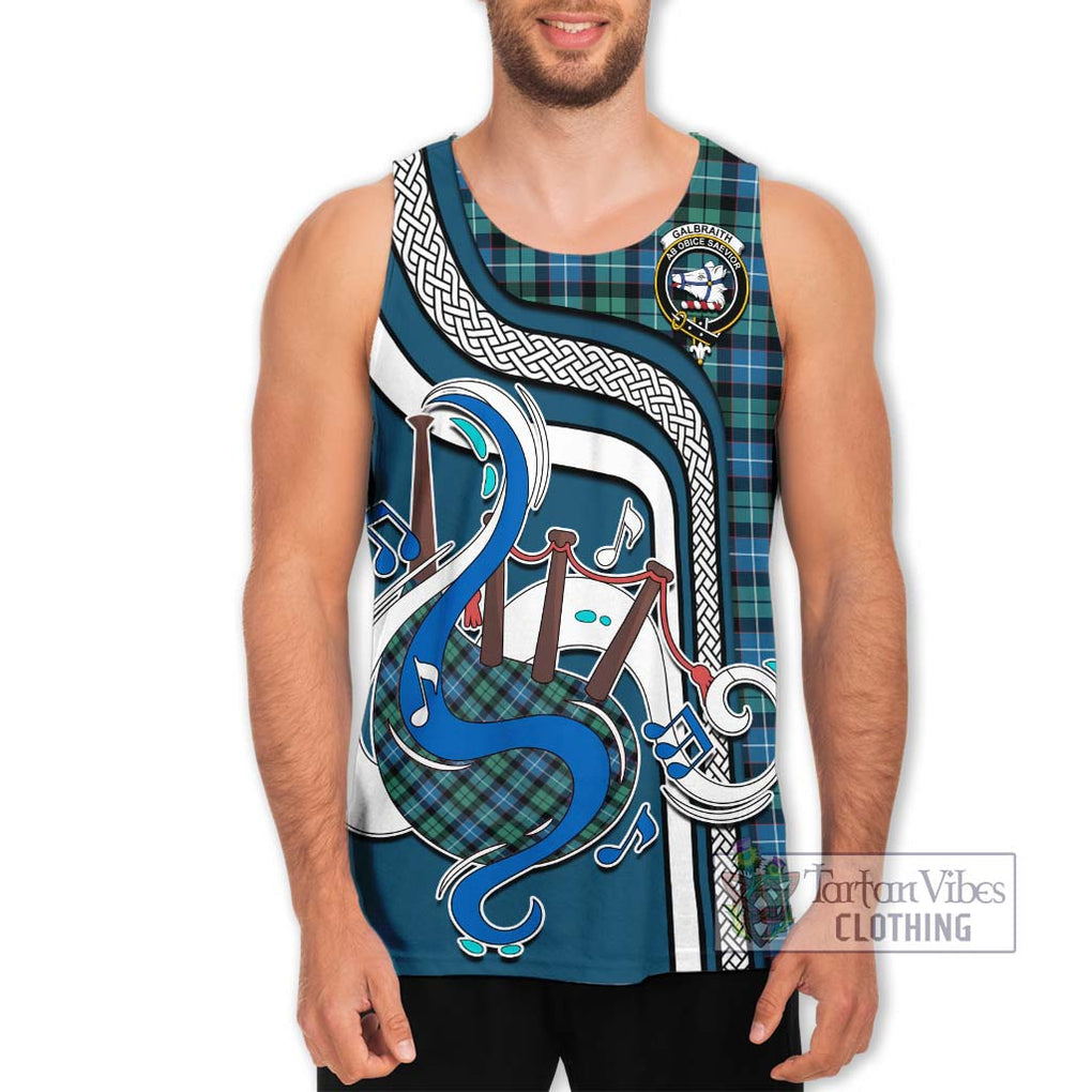 Galbraith Ancient Tartan Men's Tank Top with Epic Bagpipe Style Men - Tartanvibesclothing Shop