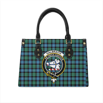 Galbraith Ancient Tartan Leather Bag with Family Crest