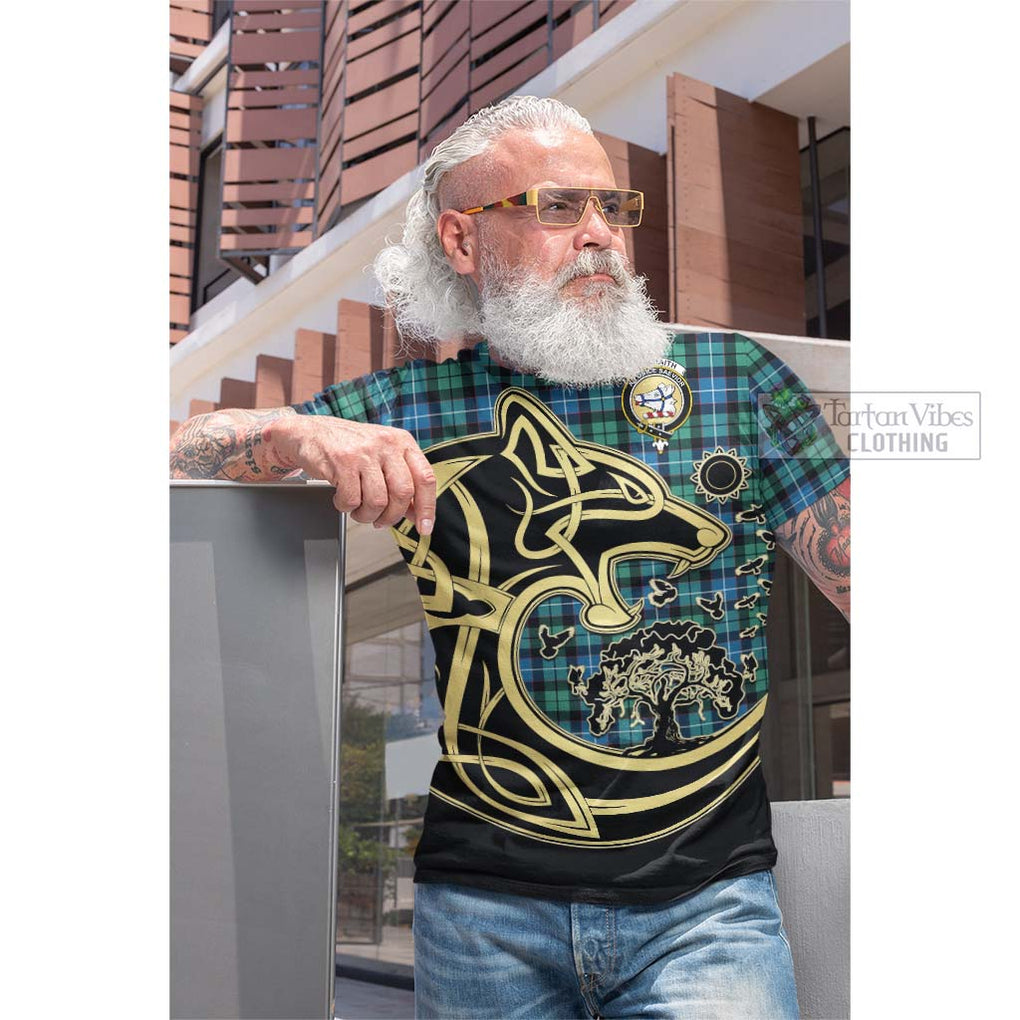 Tartan Vibes Clothing Galbraith Ancient Tartan Cotton T-shirt with Family Crest Celtic Wolf Style