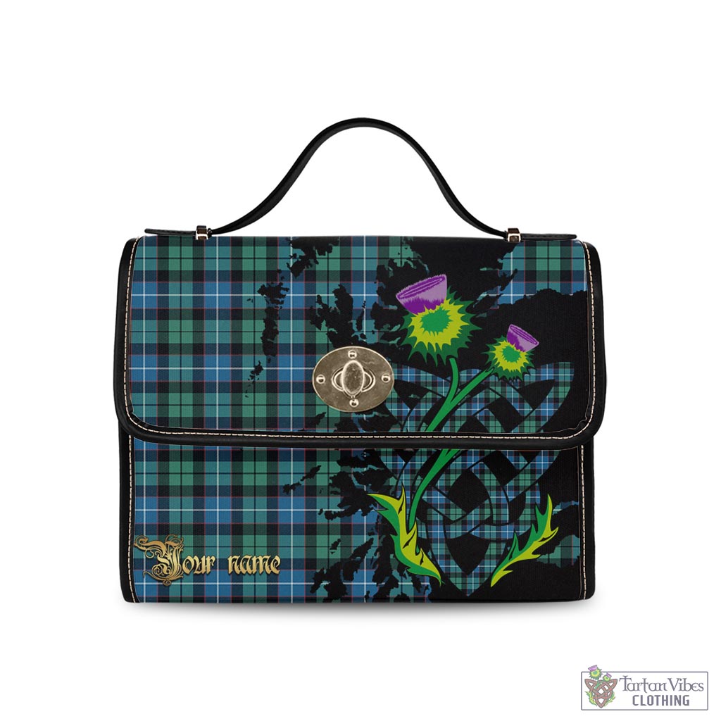 Tartan Vibes Clothing Galbraith Ancient Tartan Waterproof Canvas Bag with Scotland Map and Thistle Celtic Accents