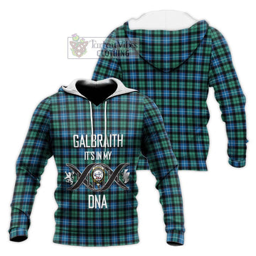 Galbraith Ancient Tartan Knitted Hoodie with Family Crest DNA In Me Style