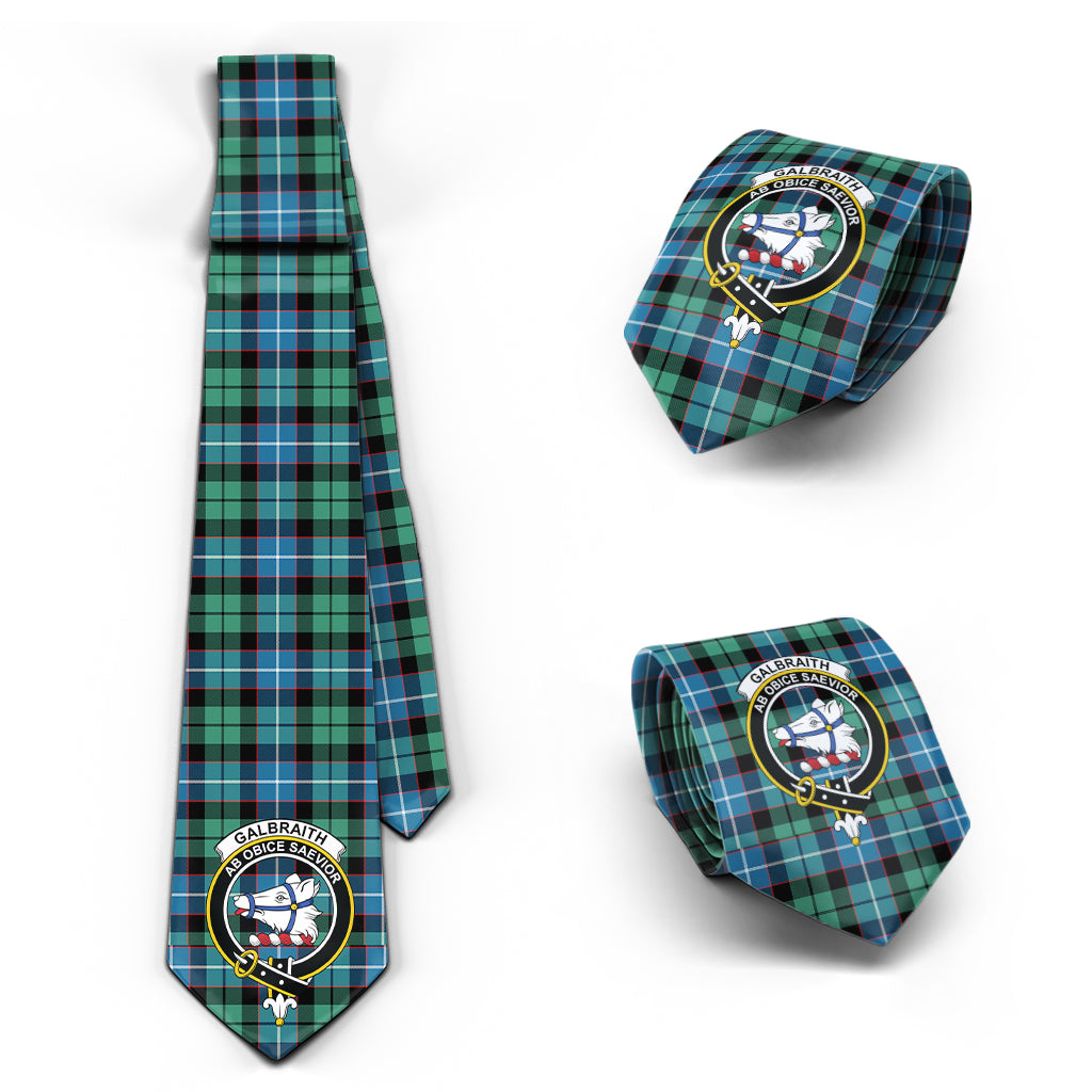 Galbraith Ancient Tartan Classic Necktie with Family Crest Necktie One Size - Tartan Vibes Clothing