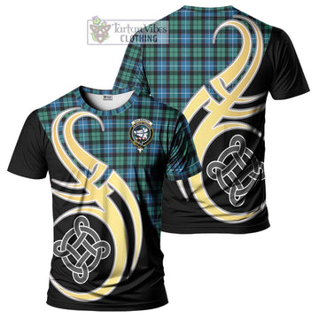 Galbraith Ancient Tartan T-Shirt with Family Crest and Celtic Symbol Style