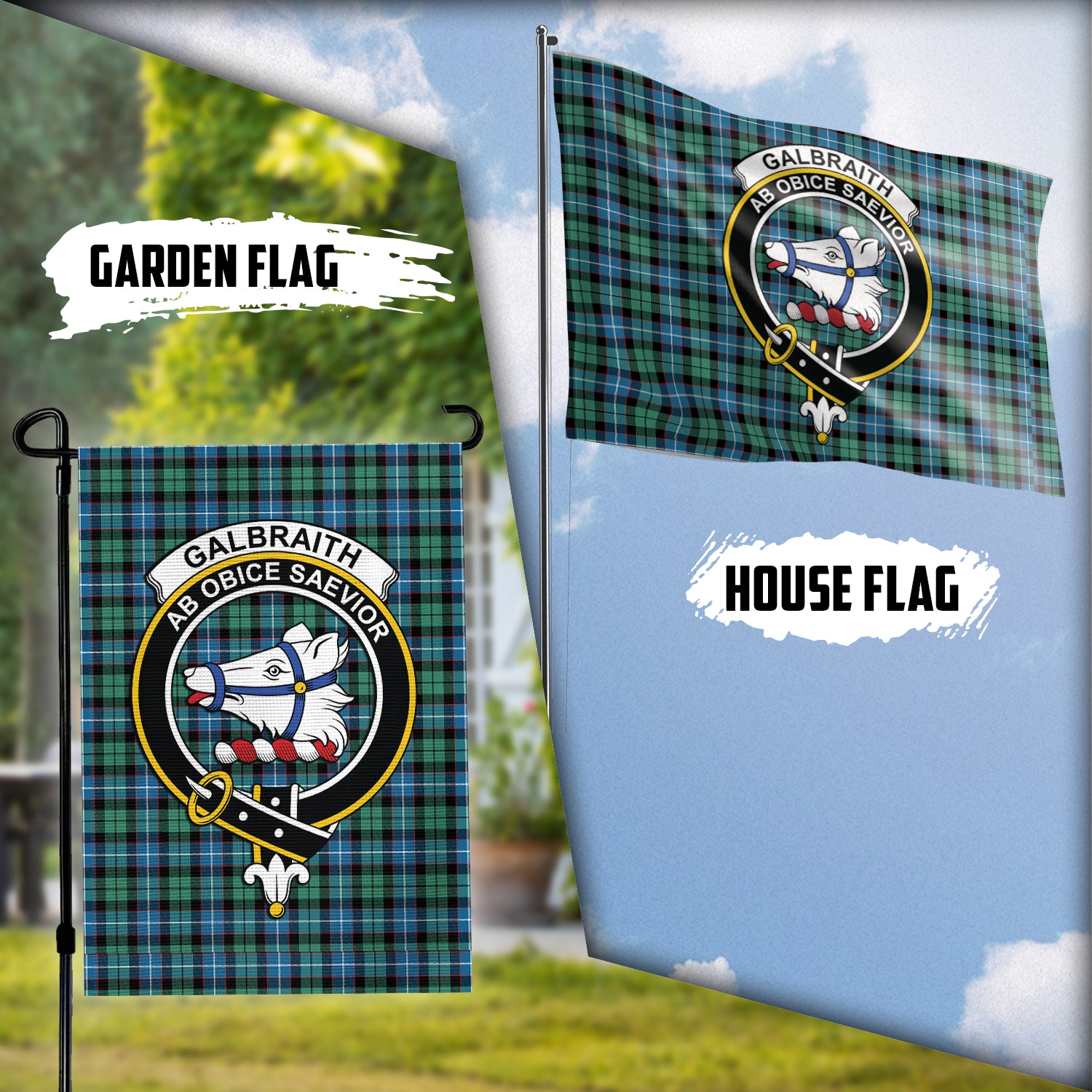 galbraith-ancient-tartan-flag-with-family-crest