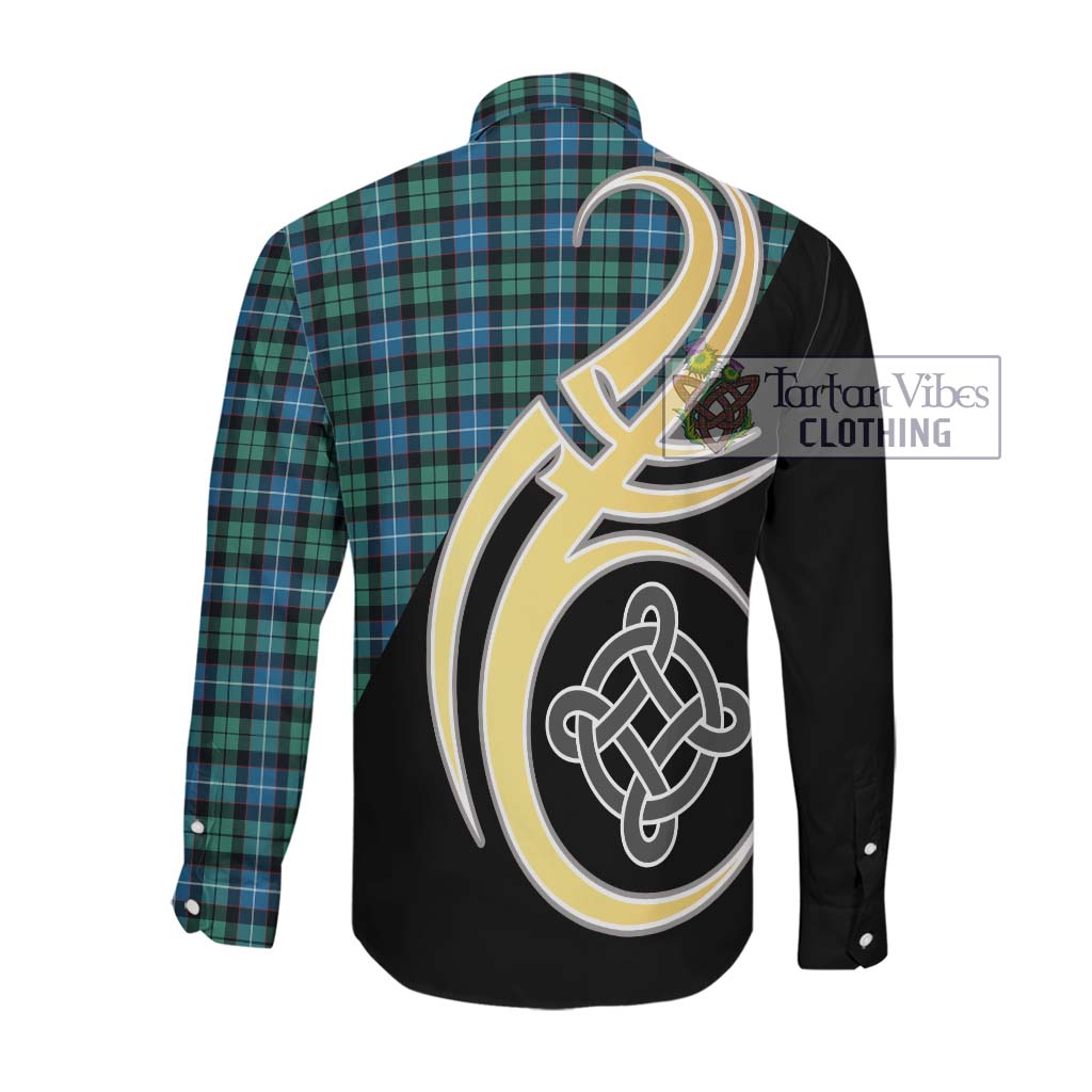 Galbraith Ancient Tartan Long Sleeve Button Shirt with Family Crest and Celtic Symbol Style Men's Shirt - Tartan Vibes Clothing