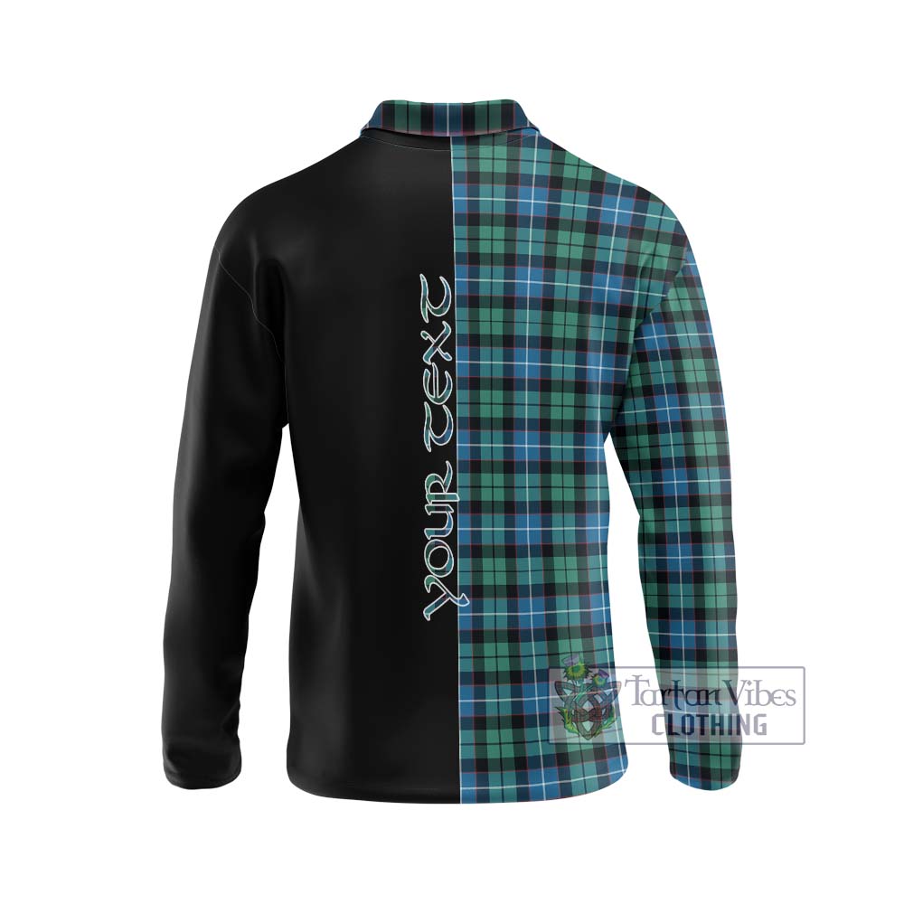 Galbraith Ancient Tartan Long Sleeve Polo Shirt with Family Crest and Half Of Me Style - Tartanvibesclothing Shop