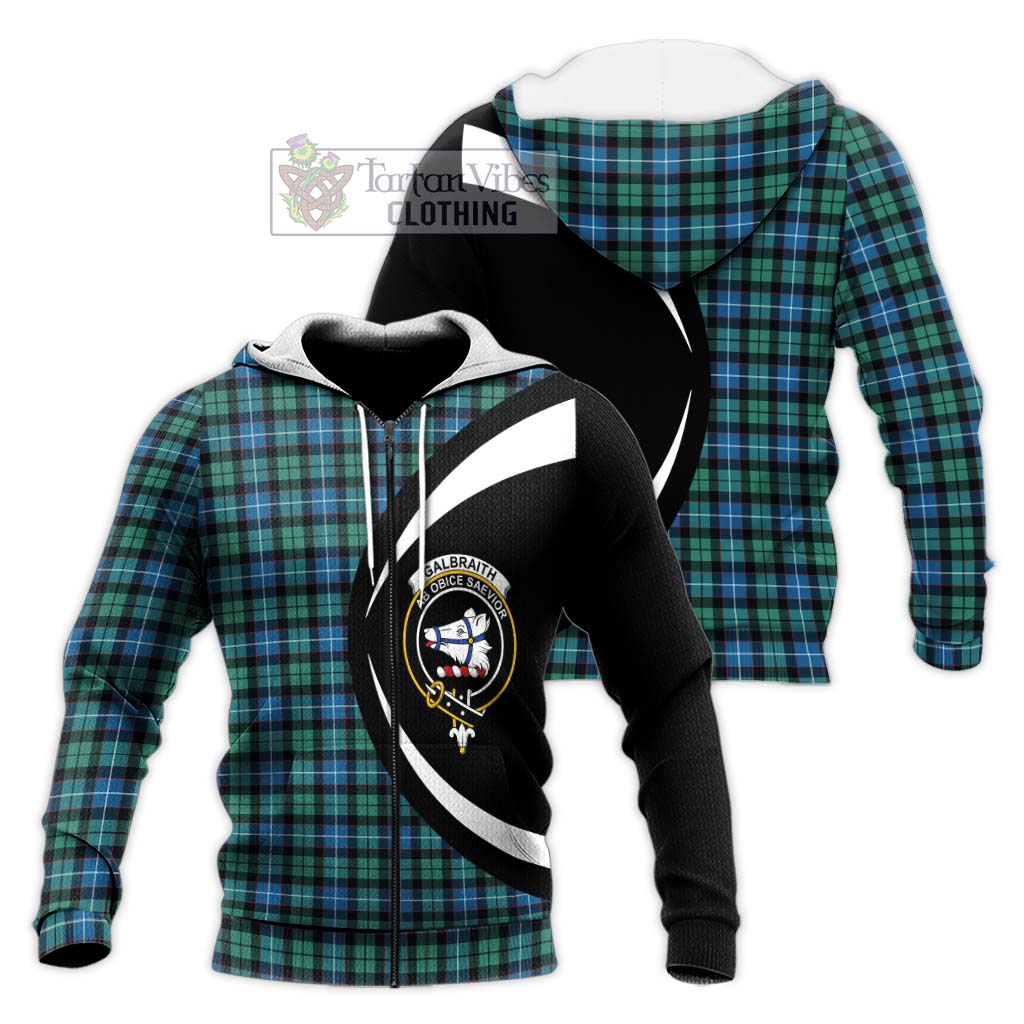 Galbraith Ancient Tartan Knitted Hoodie with Family Crest Circle Style Unisex Knitted Zip Hoodie - Tartan Vibes Clothing